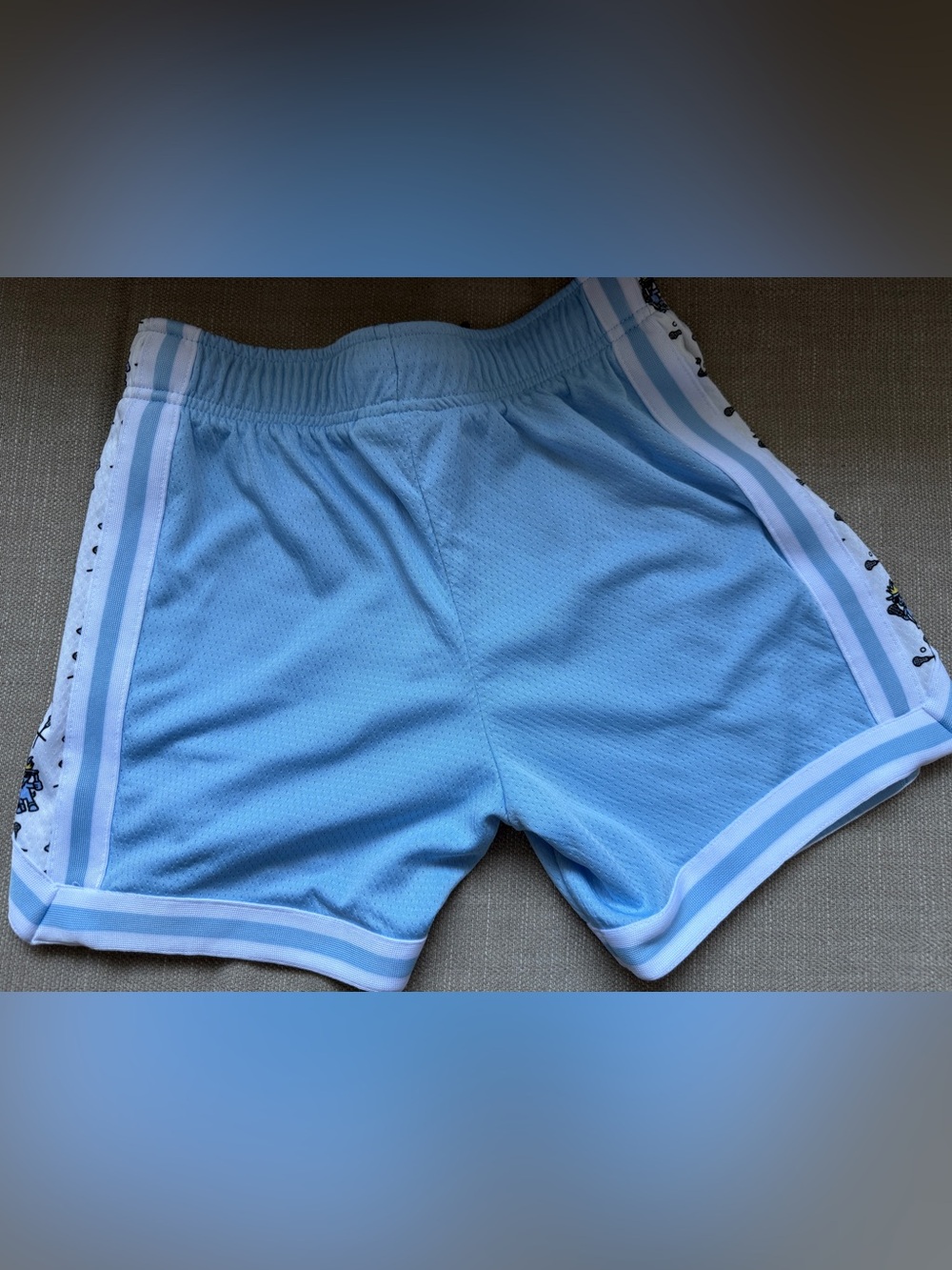 Youth GOAT lacrosse shorts Light Blue Athletic Mesh Shorts with Drawstring - Picture 2 of 4
